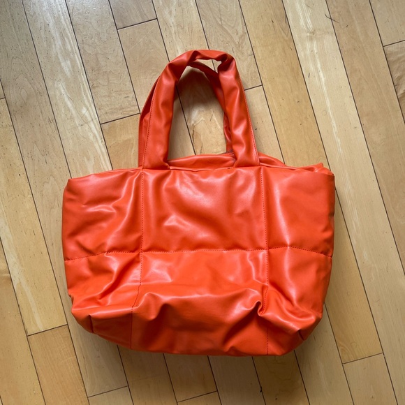 Free People Handbags - Free people Orange puff Tote Bag